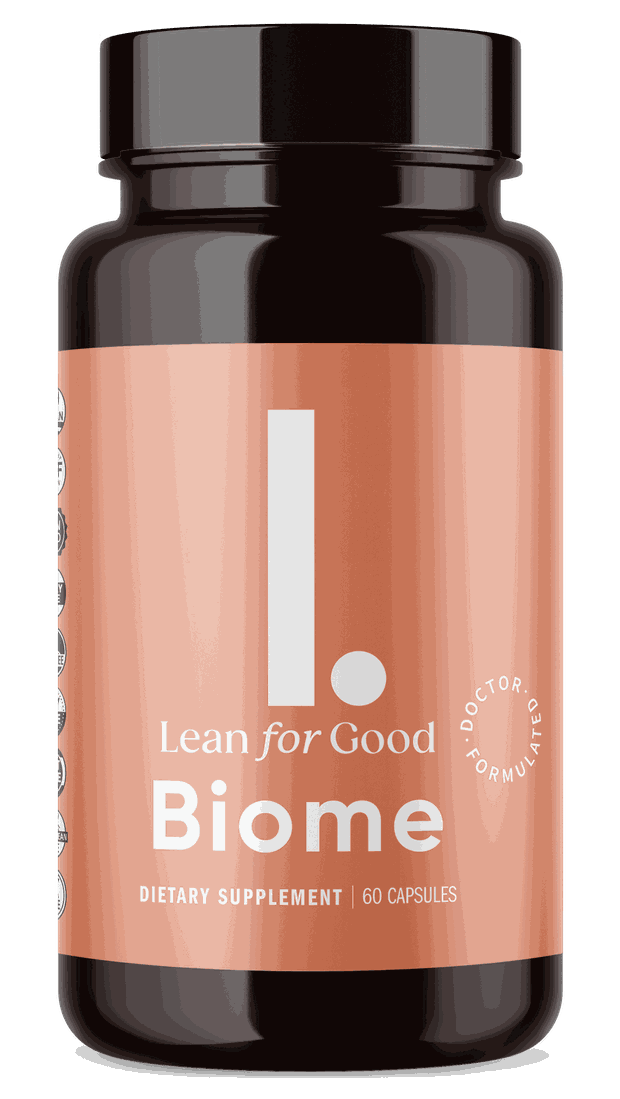 Bottle of LeanBiome lean bacteria weight-support capsules